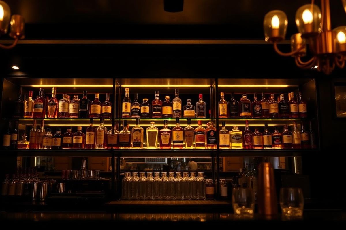 The back bar at Taj Indian Cuisine & Bar in Madison