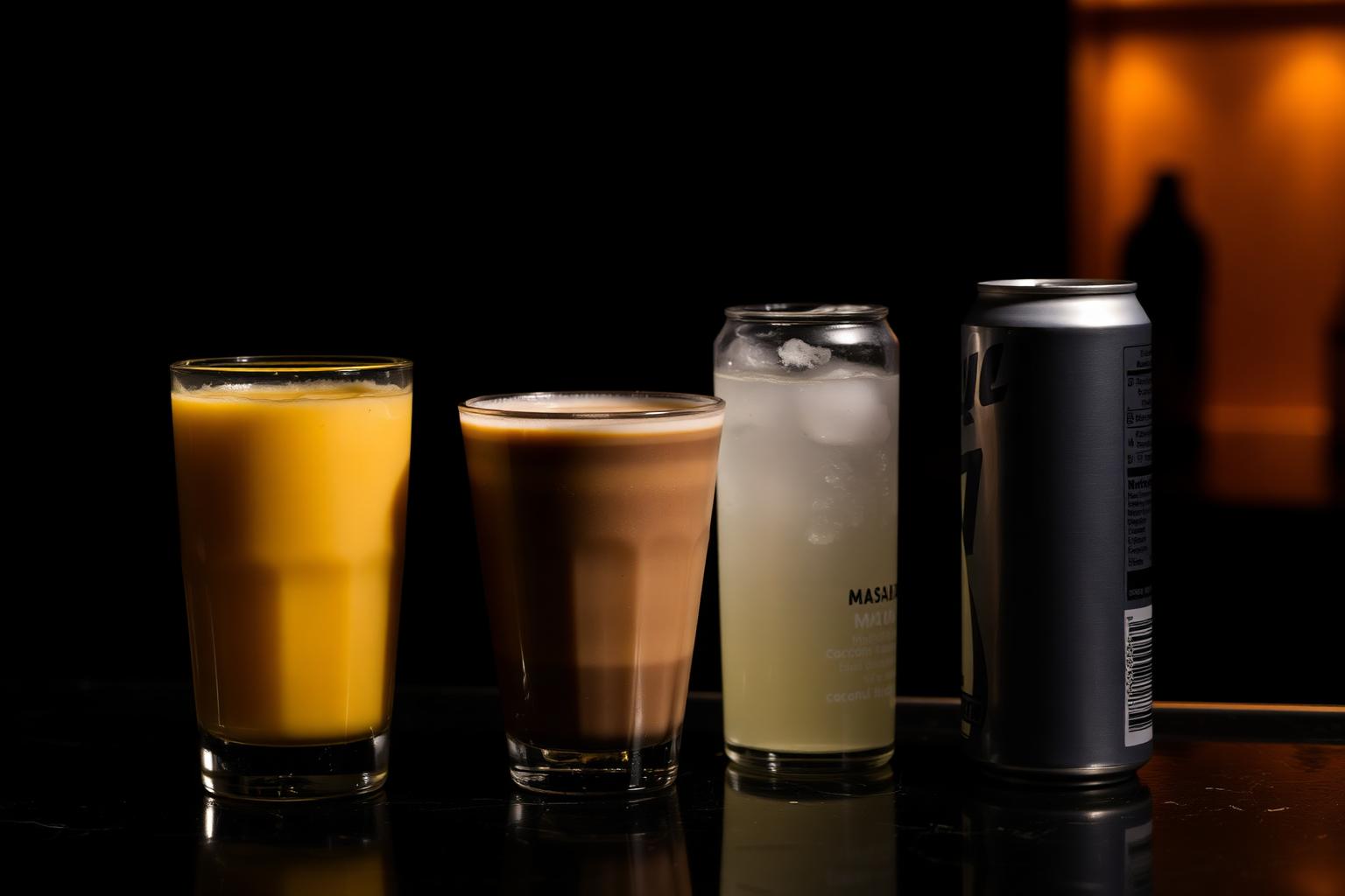 Non-alcoholic drinks: mango lassi, masala chai and coconut water at Taj